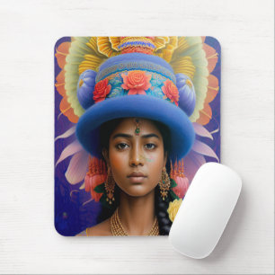 Mousepad Princesa asiática com chapéu azul grande