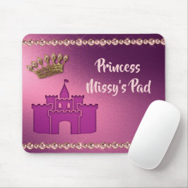 Mousepad Princesa com Castelo, Coroa e Joias Personalizam