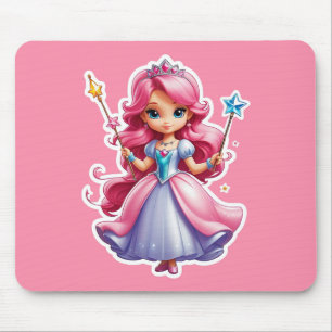 Mousepad Princesa Rosa Com Mão Magia E Tiara