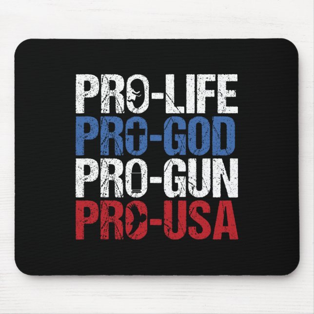 Mousepad Pró Vida Deus Arma EUA Conservador Republicano Pró (Frente)