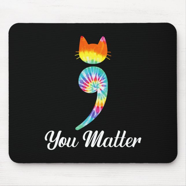 Mousepad Problema Semicolon Tie Dye Prevenção Suicídio (Frente)