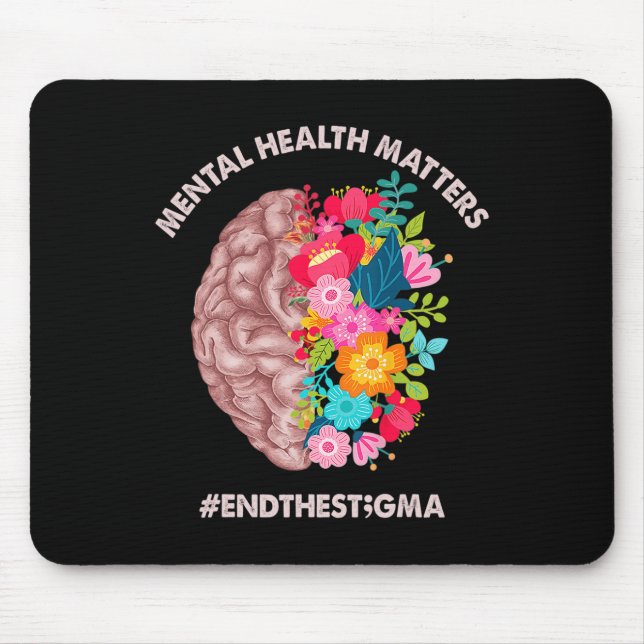 Mousepad Problemas de saúde Consciência Mês Fim do Estigma (Frente)