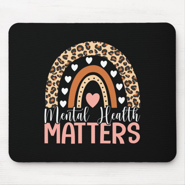 Mousepad Problemas de saúde Leopard Print Boho Rainbow Awar (Frente)
