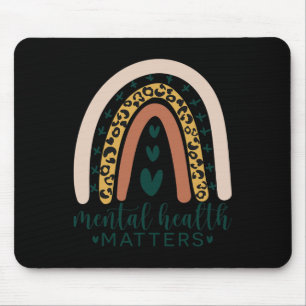 Mousepad Problemas de saúde mental Leopard Print Boho Rainb