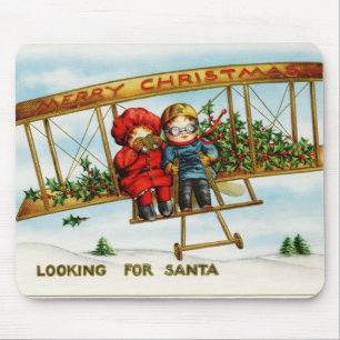 Mousepad Procurando a ilustração do vintage do papai noel