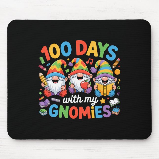 Mousepad Professor Crianças Gnomo 100 Dias De Escola  (Frente)