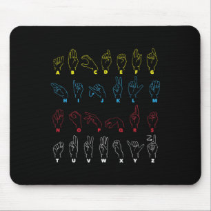 Mousepad Professor de Alfabeto em ASL Língua de Sinais Amer