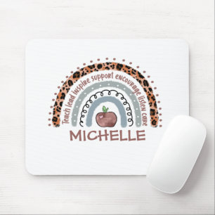 Mousepad Professor de arco-íris fofo personalizado   Nome p