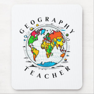 Mousepad Professor de Geografia com Gráfico Colorido do Glo