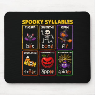 Mousepad Professor de Leitura de Halloween Sílabas Assustad