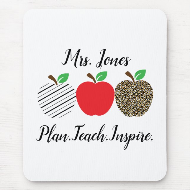 Mousepad Professor de Maçã Vermelha Impressa do Leopard De  (Frente)