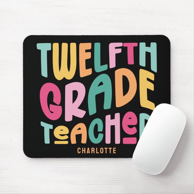 Mousepad Professor do 12º Ano Agradecimento Texto Colorido (Com mouse)