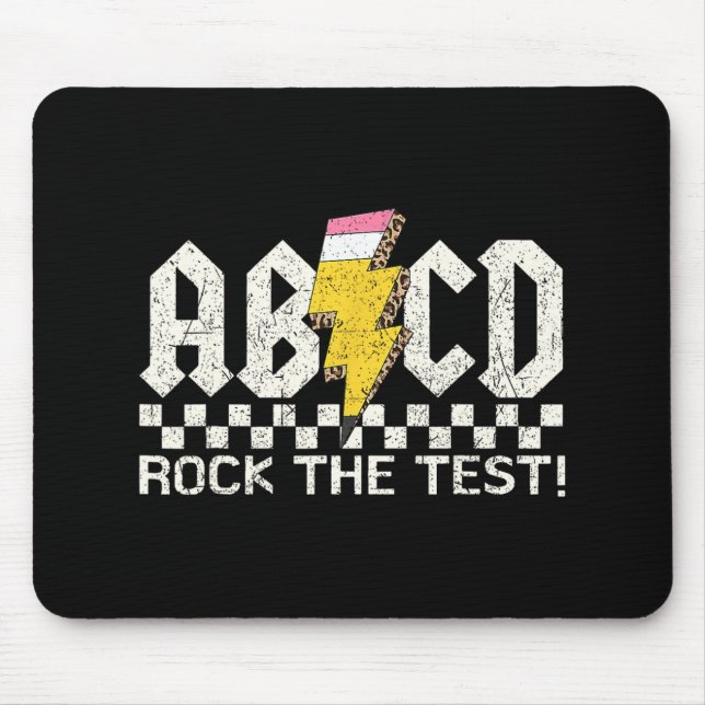 Mousepad Professor do Dia Retro Abcd Rock Test Day Schoo (Frente)