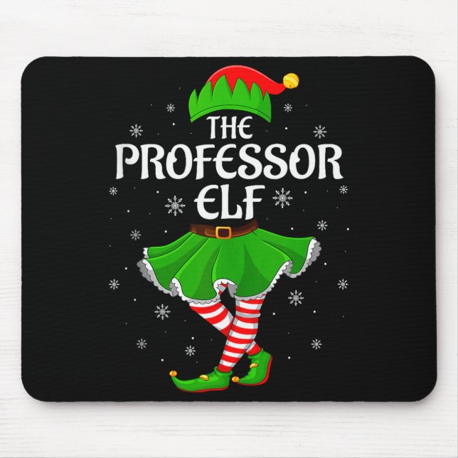 Mousepad Professor Elf Christmas Family Girls Women Elf Squ (Frente)