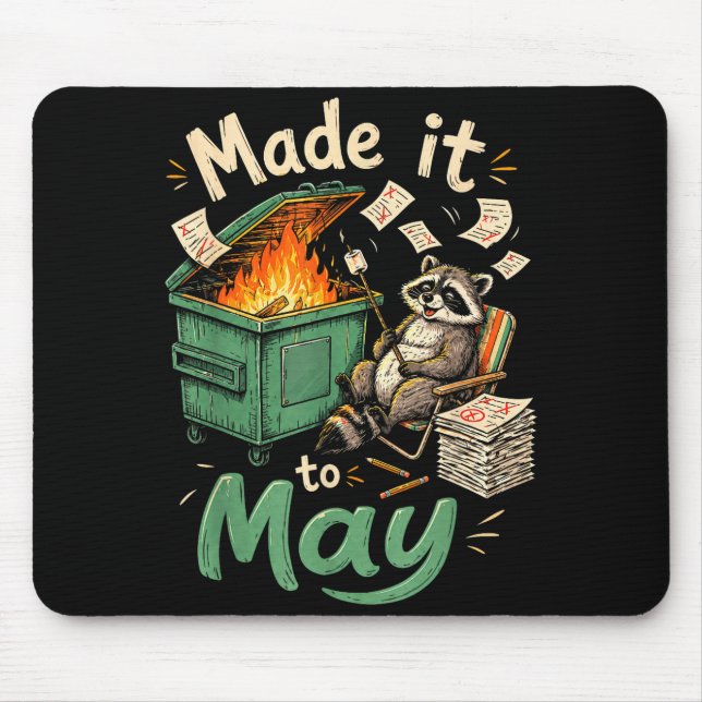 Mousepad Professor final de escola guaxinim lixeira fogo fe (Frente)