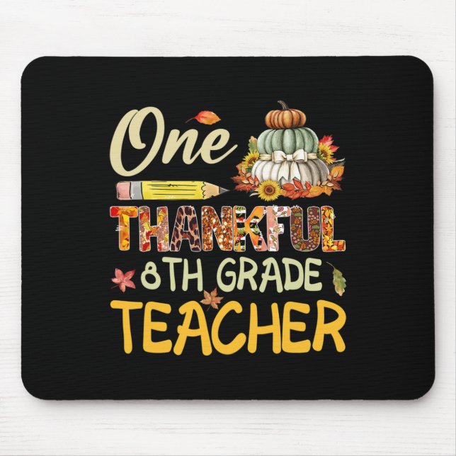 Mousepad Professor Grato de 8º Ano Abóbora Dia de Ação de G (Frente)