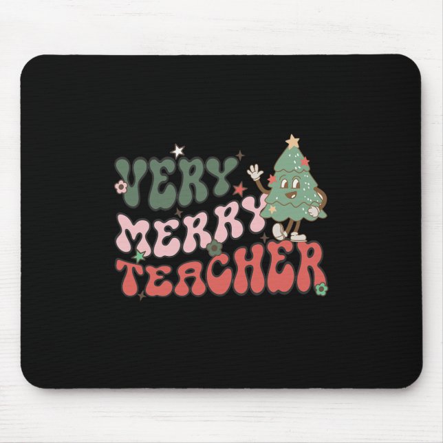 Mousepad Professor Retro de Natal Muito Feliz Professor (Frente)