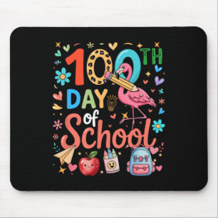 Mousepad Professora Colorida Fofa de Flamingo no 100º Dia d