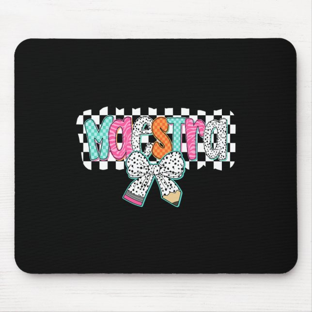 Mousepad Professora de espanhol Maestra volta às aulas Lápi (Frente)