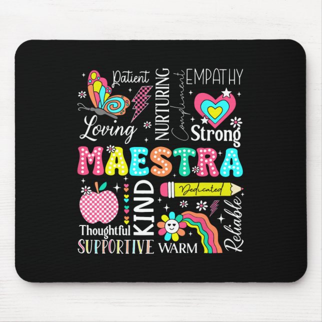 Mousepad Professora de espanhol Maestra volta às aulas prim (Frente)