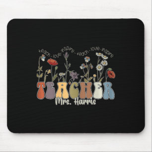Mousepad Professora de flor selvagem Nome Sra. Harris