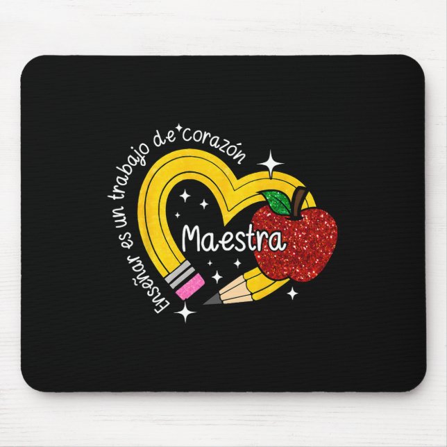 Mousepad Professora Espanhola Maestra Volta às Aulas Primei (Frente)