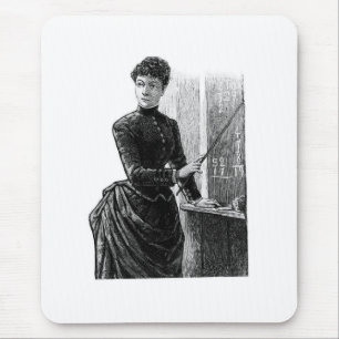 Mousepad Professora Moda Antiga, Escola Escolar Uma Sala