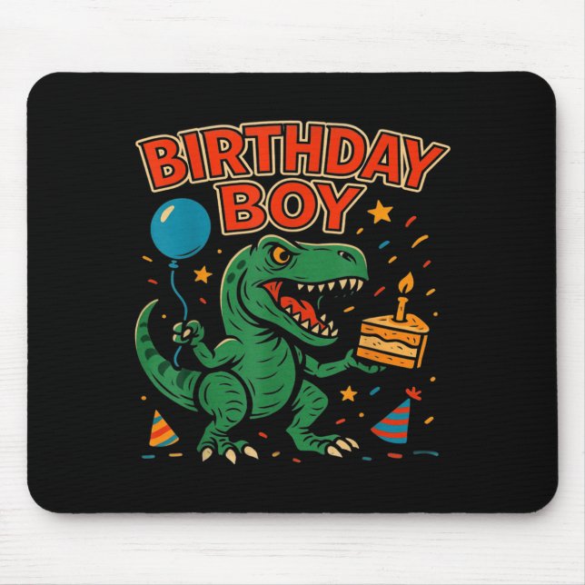 Mousepad Projeto de celebração de aniversário de dinossauro (Frente)