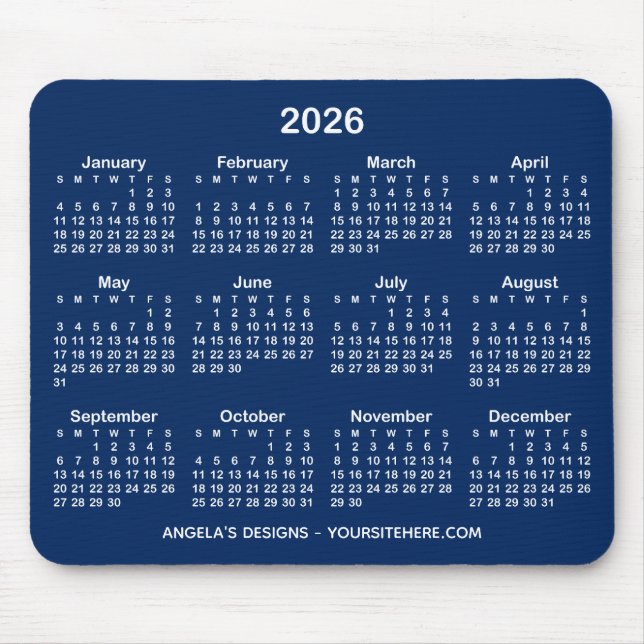 Mousepad Promocional de calendário azul e branco do marinho (Frente)