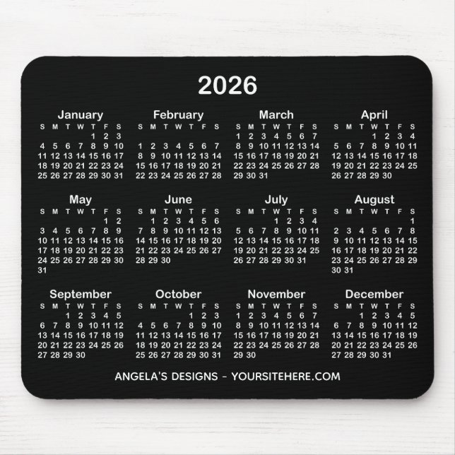 Mousepad Promocional de Calendário Preto e Branco (Frente)