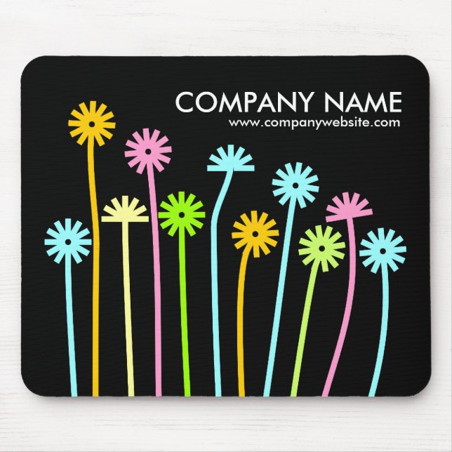 Mousepad Promocional Feliz Flores (Preto) (Frente)