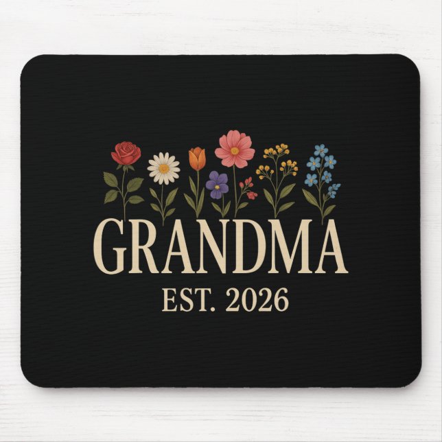 Mousepad Promoted To Grandma 2026 Pregnancy Flower New Gran (Frente)