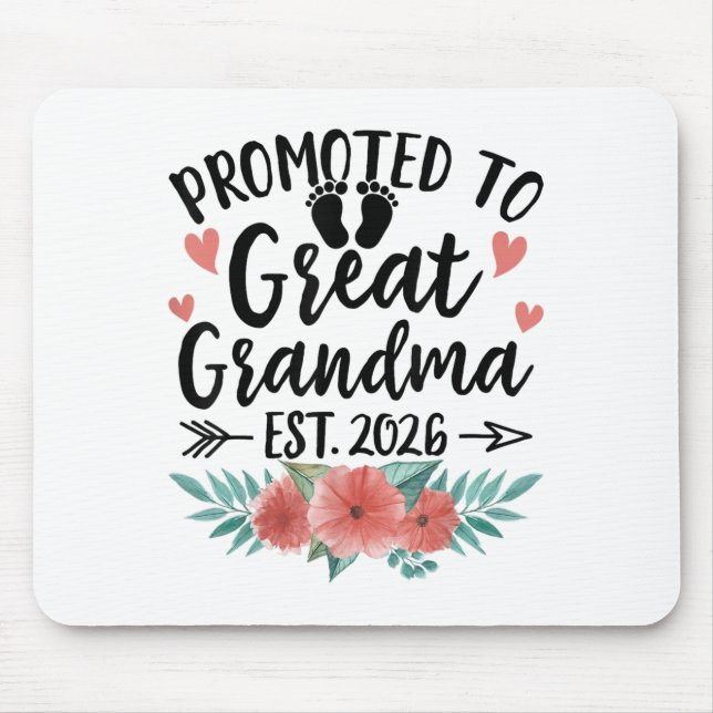 Mousepad Promoted To Great Grandma Est 2026 First Time New  (Frente)