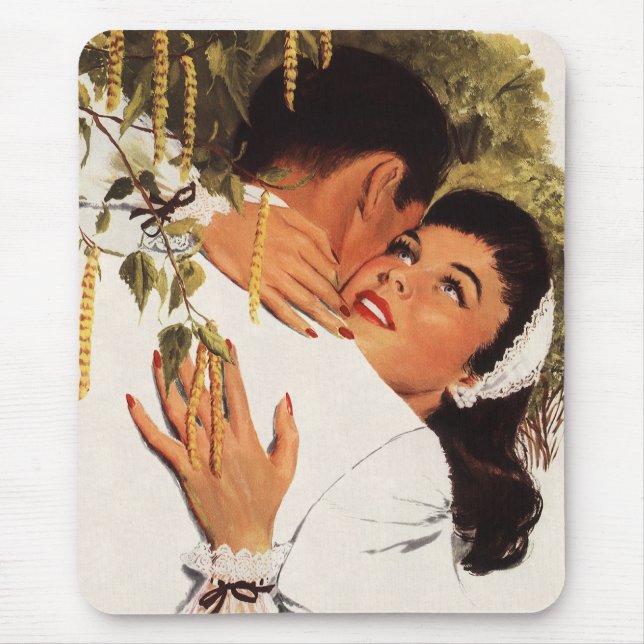 Mousepad Proposta de casamento retrô, amor e romance (Frente)
