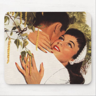 Mousepad Proposta de casamento retrô, amor e romance
