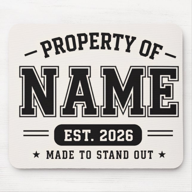 Mousepad Propriedade Personalizada do Nome – Estilo Univers (Frente)