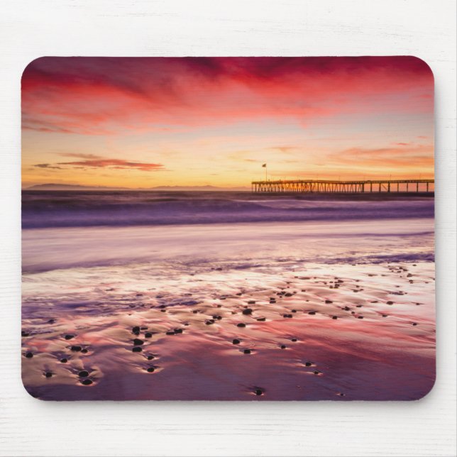 Mousepad Proteção do mar e cais ao pôr do sol, CA (Frente)