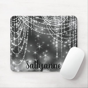 Mousepad proteção do mouse SILVER BLACK SPARKLE DIAMONDS