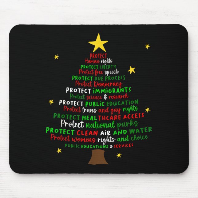 Mousepad Protect Democracy Christmas Tree Feminist Social J (Frente)