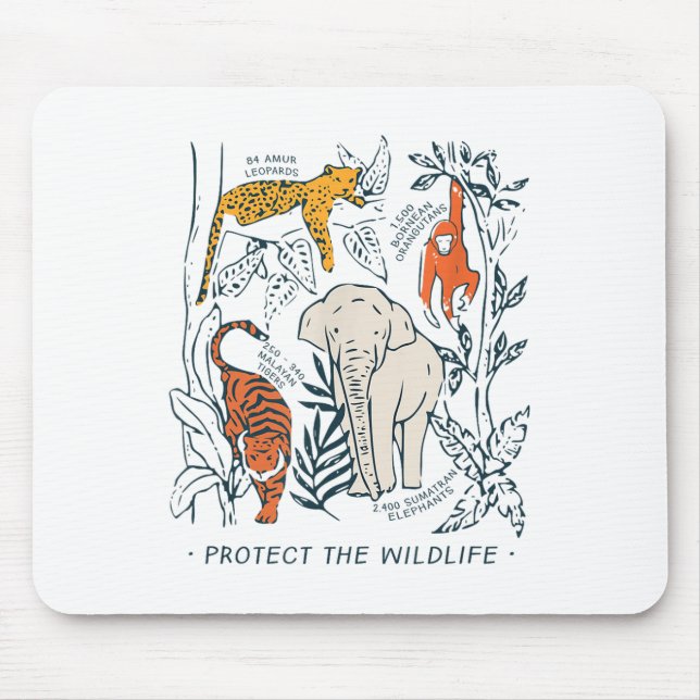 Mousepad Proteger A Camisa Botânica Da Vida Selvagem Ameaça (Frente)