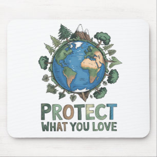 Mousepad Proteja o que você ama" Design da Terra ambiental