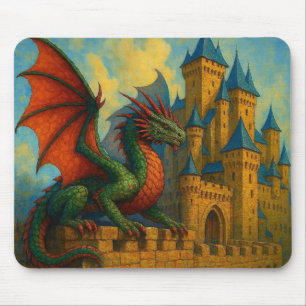 Mousepad Protetor de Castelo de Dragão Medieval