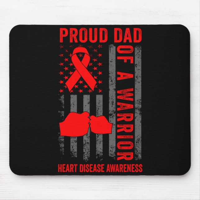 Mousepad Proud Dad Of A Heart Warrior American Flag Heart D (Frente)