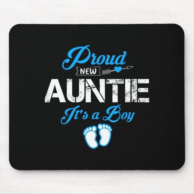 Mousepad Proud New Auntie It's A Boy Gender Reveal Funny Fa (Frente)