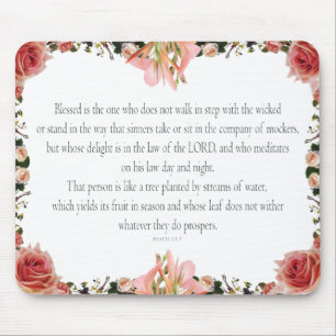Mousepad PSALM 1:1-3 Design botânico,