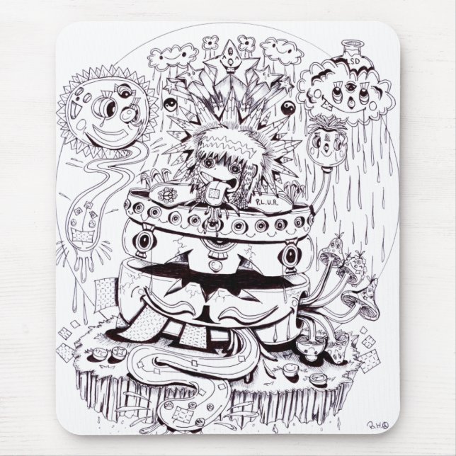 Mousepad Psicadélico preto e branco (Frente)