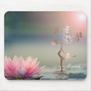 Mousepad Psicólogo Silhueta de Ioga da Árvore de Lótus