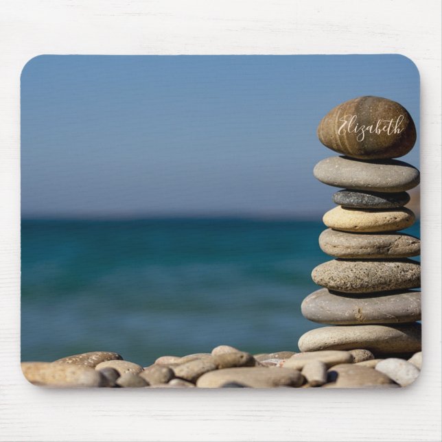Mousepad Psicólogo Terapeuta Pedras Zen, Mar (Frente)