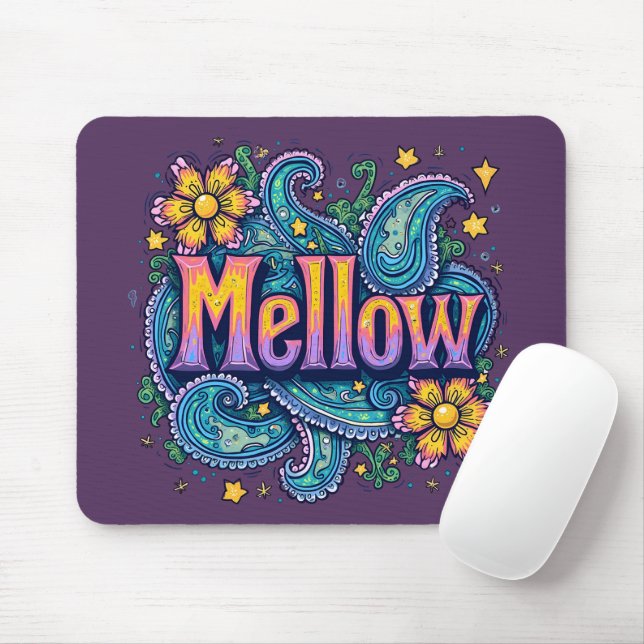 Mousepad Psychedelic Groovy "Mellow" Retro Hippie Art (Com mouse)