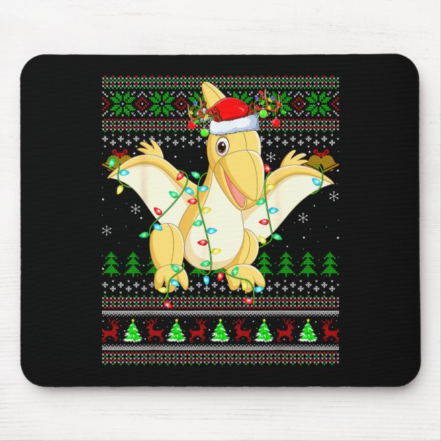 Mousepad Pterodactyls Dinosaur Bird Ugly Christmas Sweaters (Frente)